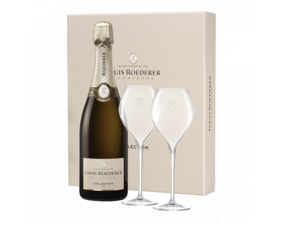 Champagne Louis Roederer Collection Brut - Coffret 2 flûtes - La Cave du Vigneron Toulon