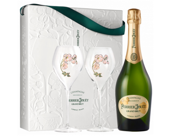 Perrier-Jouët Grand Brut - Coffret Greenbox 2 flûtes - La Cave du Vigneron Toulon