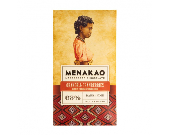Chocolat noir 63% - Orange et Cranberries - Menakao